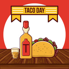 Wall Mural - Taco day mexican food cartoon