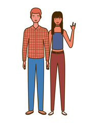 Wall Mural - couple of people standing on white background