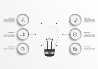 Poster - Abstract elements of graph infographic template with label, integrated circles. Business concept with 6 options. For content, diagram, flowchart, steps, parts, timeline infographics, workflow layout,