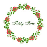 Fototapeta  - Party time invitation card, with ornate of wreath frame. Vector