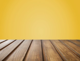 Sticker - Empty wooden table on light background