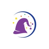 Fototapeta Pokój dzieciecy - Wizard cap carachter logo vector