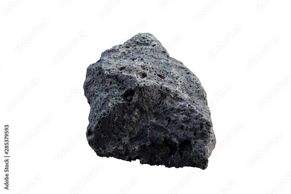 Basalt rock isolated on white background with clipping path. - obrazy, fototapety, plakaty 
