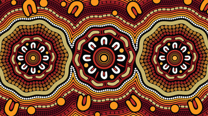 Aboriginal dot art vector background.