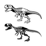 Fototapeta  - T rex dinosaurs bones negative space silhouette illustrations set