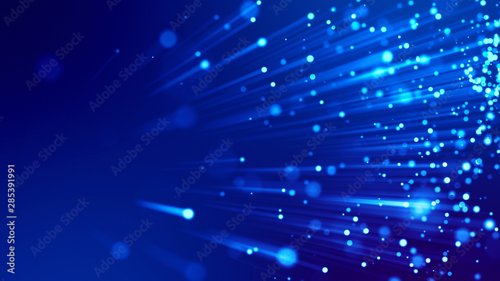 3d rendering of abstract blue background with glowing particles like ...