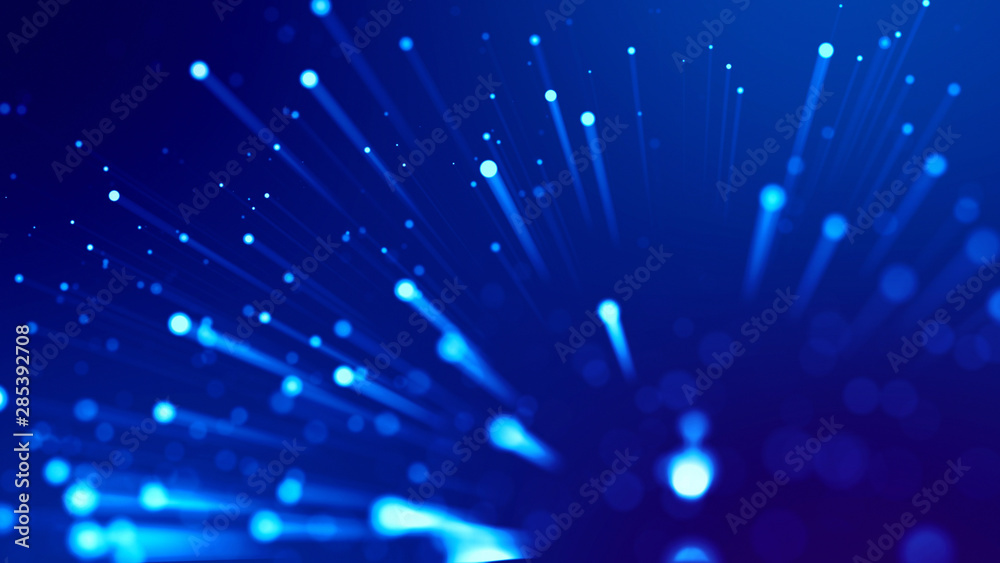 3d rendering of abstract blue background with glowing particles like ...