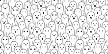 Ghost Seamless Pattern Halloween Vector Spooky Scarf Isolated Repeat Wallpaper Tile Background Devil Evil Cartoon Illustration Doodle Gift Wrap Paper White Design