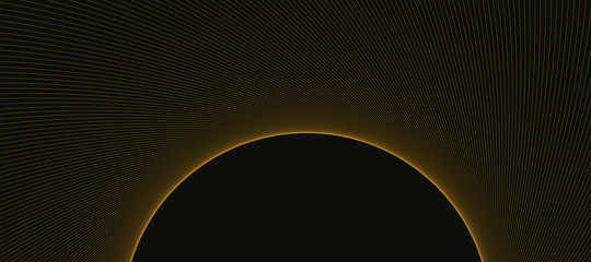 Wall Mural - wired sun abstract half black gold