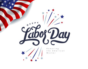 Wall Mural - happy labor day hand lettering background banner template.vector illustration .