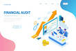 © Golden Sikorka - Isometric web business concept of financial administration, accounting, analysis, audit, financial report. Auditing tax process. Documents, graphics, charts, planner, calendar, report.