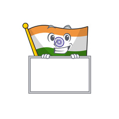 Sticker - Grinning with board Indian flag kept in cartoon drawer