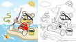 © Bhonard21 - vector cartoon of humor fishing with funny bear, coloring page or book