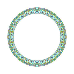 Poster - Isolated abstract mosaic frame - colorful circular geometrical vector element