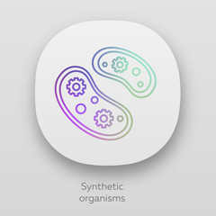 Poster - Synthetic organisms app icon. Engineering bacteria. Single celled organisms. Protozoans. Biotechnology. Bioengineering. UI/UX user interface. Web or mobile applications. Vector isolated illustrations