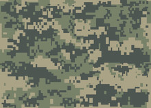 Seamless Camouflage Pattern. Khaki Texture, Vector Illustration Military Repeats Army Green Hunting Print
