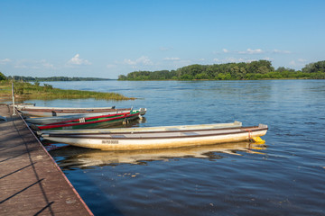 Naklejka na meble Boats on the Vistula.river in Wyszogrod, Poland