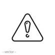 warn icon, danger or warning sign, important, thin line web symbol on white background - editable stroke vector illustration eps10