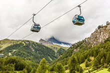 Ski Lift Cabin At The Alps Summer