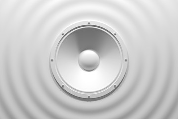 abstract sound speaker with dynamic bass waves - 3d illustration