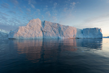 Wall Mural - nature and landscapes of greenland or antarctica. travel on the ship among ices. studying of a pheno