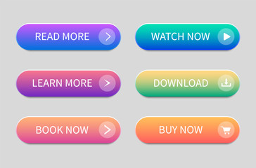 Aufkleber - Set of modern buttons for website and user interface. Gradient Buttons.