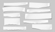 © flas100 - Set of torn white note, notebook paper pieces stuck on grey background. Vector illustration