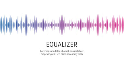 Equalizer poster template. Sound wave or radio wave, vector illustration.