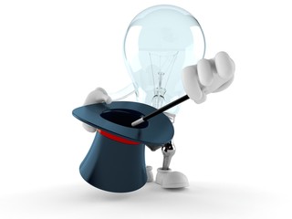 Poster - Light bulb character with magic hat