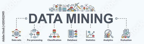 Cuadros en Lienzo Data mining banner web icon for business and organization
