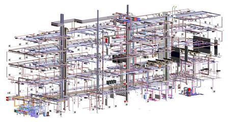 Fototapete - BIM model conceptual visualization of the utilities of the building