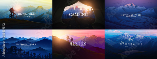 Cuadros en Lienzo Set of layered mountains for poster