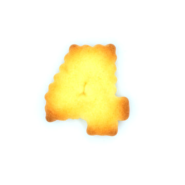 Cracker cookies number isolated on white background.
