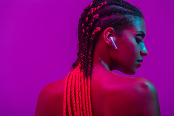 Close up portrait of an attractive young topless african woman