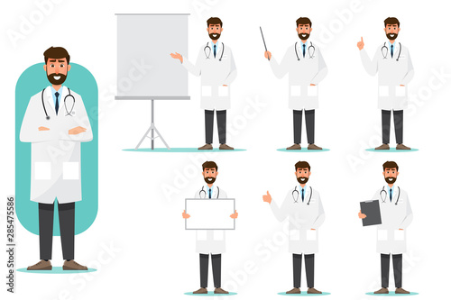 Cuadros en Lienzo Set of doctor cartoon characters