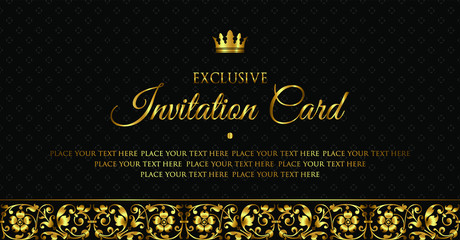 Wall Mural - Luxury gold and black invitation card design - vintage style