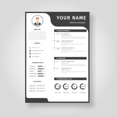 Wall Mural - Resume template with black and white background decoration