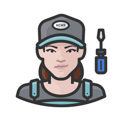 repair technician white female avatar icon