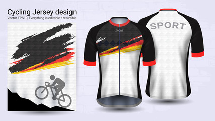 Wall Mural - Cycling Jerseys, Short sleeve sport mockup template, Graphic design for bicycle apparel or Clothing outerwear and raingear uniforms, Easily to change logo, name, color and lettering in your styles.