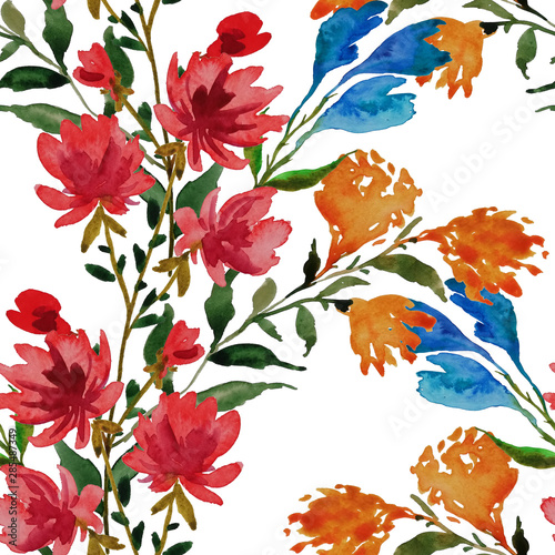 Watercolor seamless pattern with flowers. Floral design.Romantic wedding back...