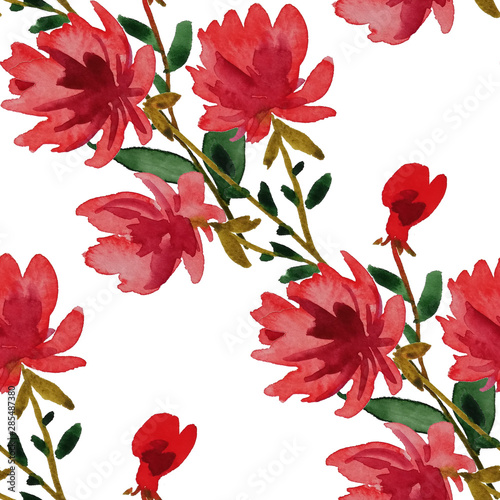 Watercolor seamless pattern with flowers. Floral design.Romantic wedding back...