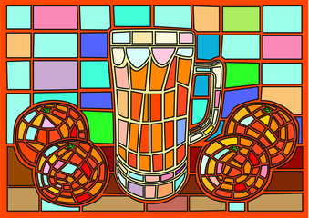 Wall Mural - Glass of orange juice moses stained glass illustration vector