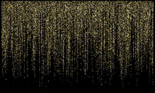 Garland Lights Gold Glitter Hanging Vertical Lines Vector Holiday Background.