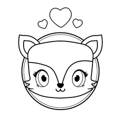 Wall Mural - head of cute fox baby kawaii style