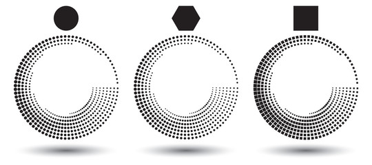 Abstract dotted vector background. Halftone effect. Spiral dotted background or icon