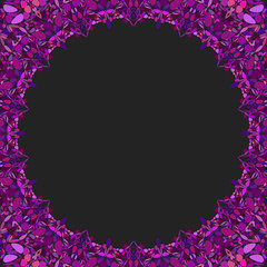 Poster - circular floral frame ornament - vector background design with blank black space in the middle