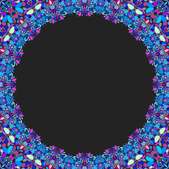 Poster - circular floral frame ornament - vector background design with blank black space in the middle