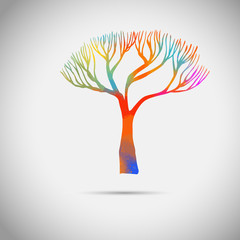 Wall Mural - A stylized beautiful multi-colored tree. Vector illustration