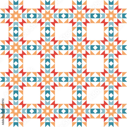 Abstract triangles seamless pattern. Simple geometric shapes in ethnic style.