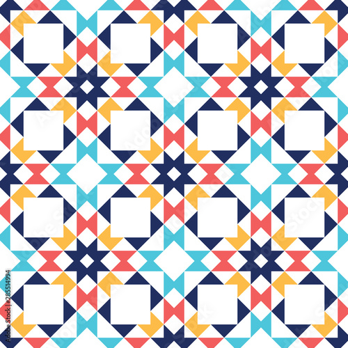 Abstract triangles seamless pattern. Simple geometric shapes in ethnic style.